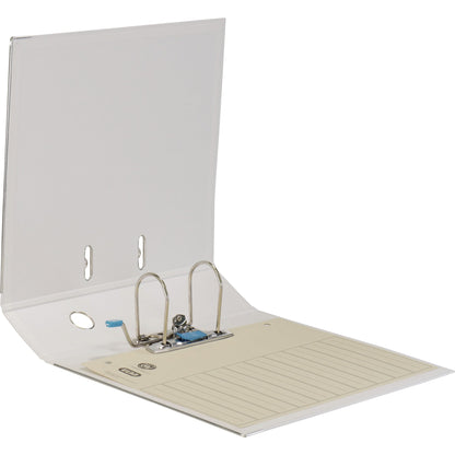 ELBA Ordner rado plast 80mm DIN A4 Rückenschild: einsteckbar mit Schlitzen Werkstoff: Pappe Material außen: PVC Material innen: PVC weiß