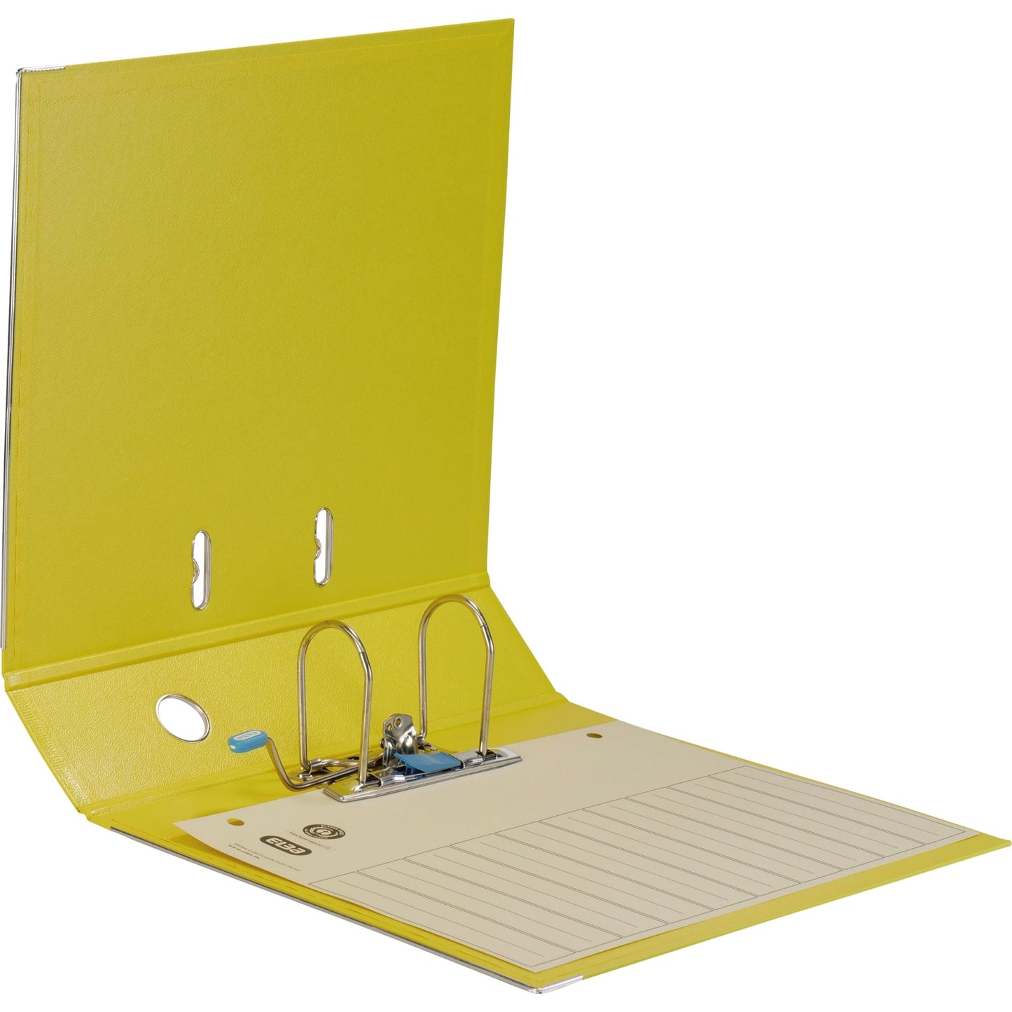 ELBA Ordner rado plast 80mm DIN A4 Rückenschild: einsteckbar mit Schlitzen Werkstoff: Pappe Material außen: PVC Material innen: PVC gelb