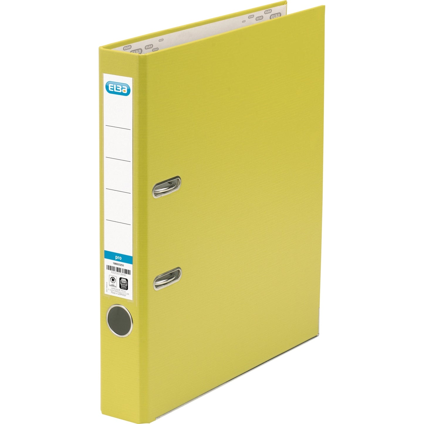 ELBA Ordner smart Pro 50mm DIN A4 Rückenschild: einsteckbar mit Schlitzen Werkstoff: Pappe Material außen: Polypropylen Material innen: Papier gelb