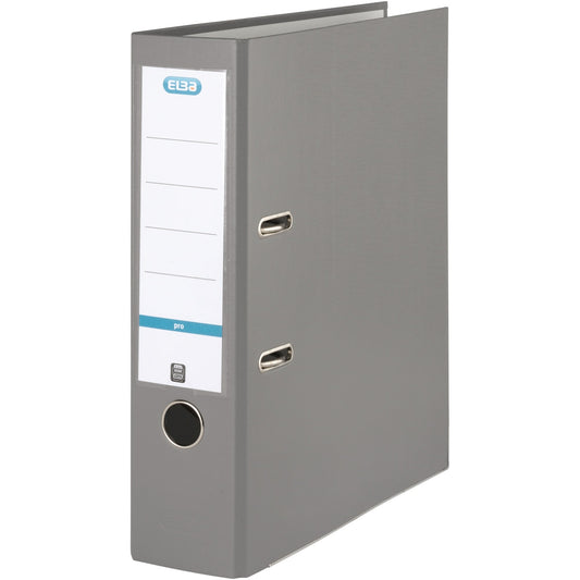 ELBA Ordner smart Pro 80mm DIN A4 Rückenschild: einsteckbar mit Schlitzen Werkstoff: Pappe Material außen: Polypropylen Material innen: Papier grau