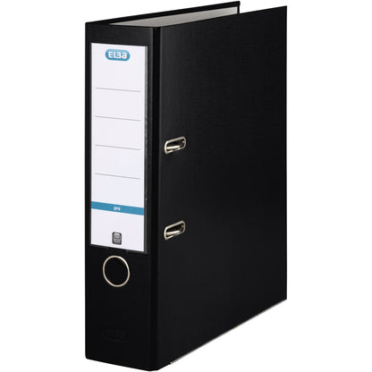 ELBA Ordner smart Pro 80mm DIN A4 Rückenschild: einsteckbar mit Schlitzen Werkstoff: Pappe Material außen: Polypropylen Material innen: Papier schwarz