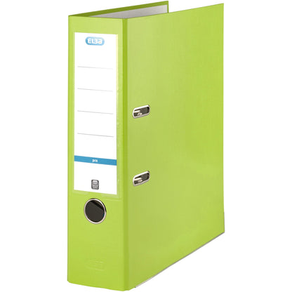 ELBA Ordner smart Pro 80mm DIN A4 Rückenschild: einsteckbar mit Schlitzen Werkstoff: Pappe Material außen: Polypropylen Material innen: Papier hellgrün