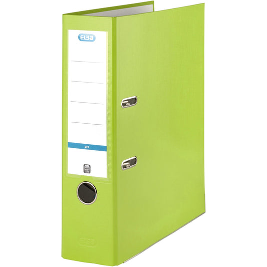 ELBA Ordner smart Pro 80mm DIN A4 Rückenschild: einsteckbar mit Schlitzen Werkstoff: Pappe Material außen: Polypropylen Material innen: Papier hellgrün