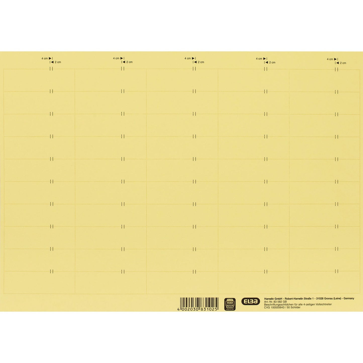 ELBA Beschriftungsschild 58 x 18 mm (B x H) 160g/m² Karton gelb 500 St./Pack.