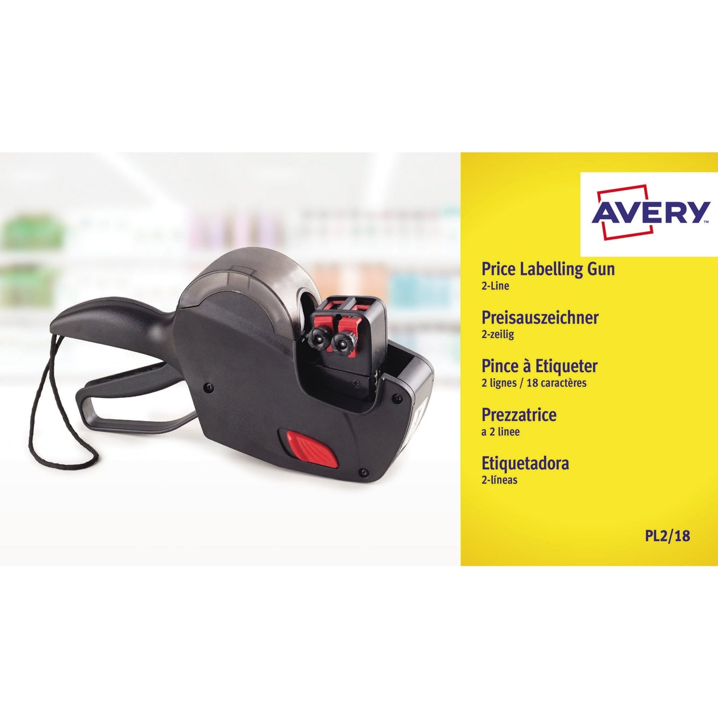 Avery Zweckform Preisauszeichnungsgerät PL2/18 2 Druckzeilen 18 Zeichen/Zeile Kunststoff schwarz