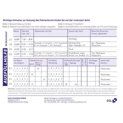 Avery Zweckform Fahrtenbuch 1221 DIN A6 quer PKW blau 32 Bl.