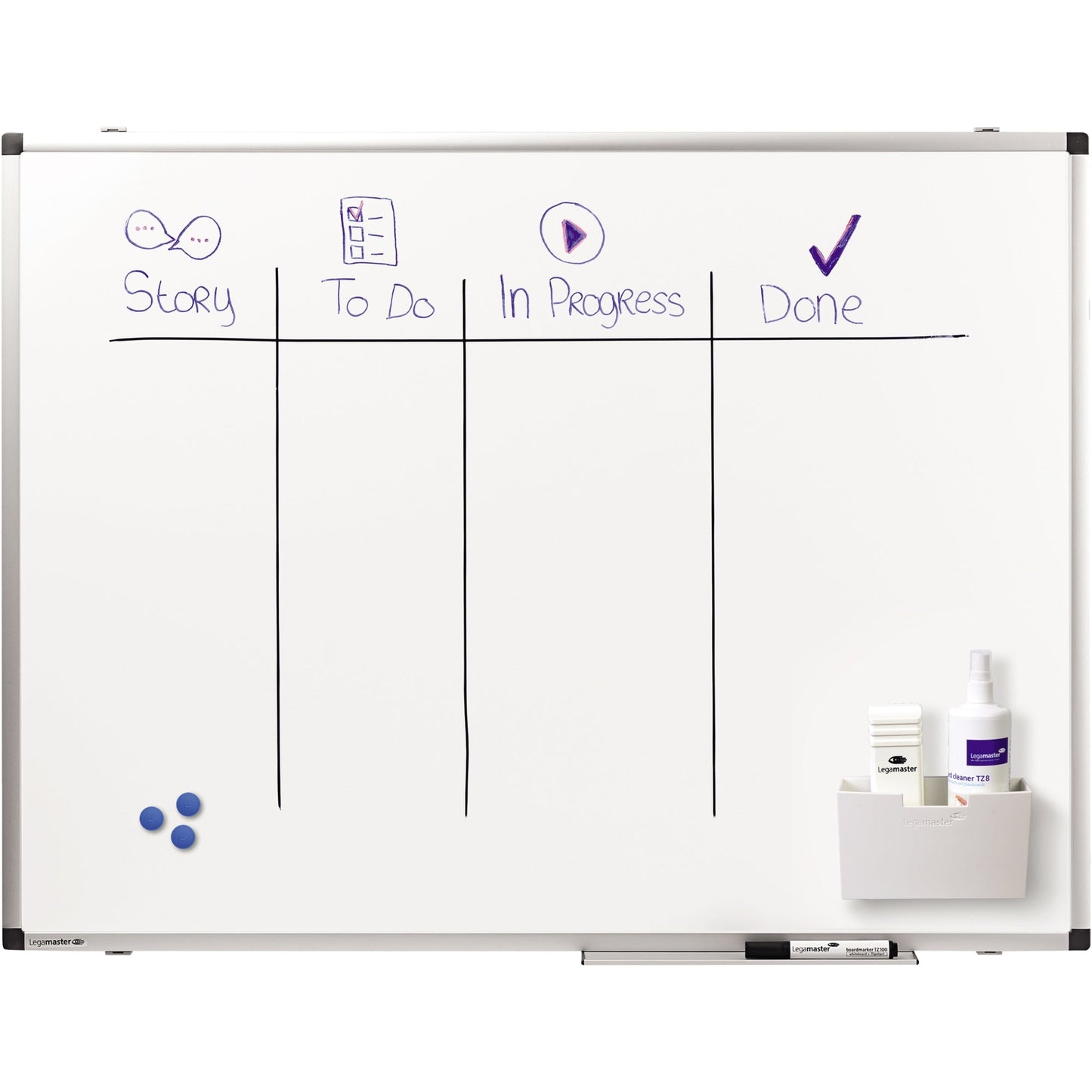 Legamaster Whiteboard PREMIUM Maße der Oberfläche: 100 x 75 cm (B x H) Tafel magnethaftend nicht beidseitig beschreibbar inkl. Boardmarker Stahl lackiert weiß