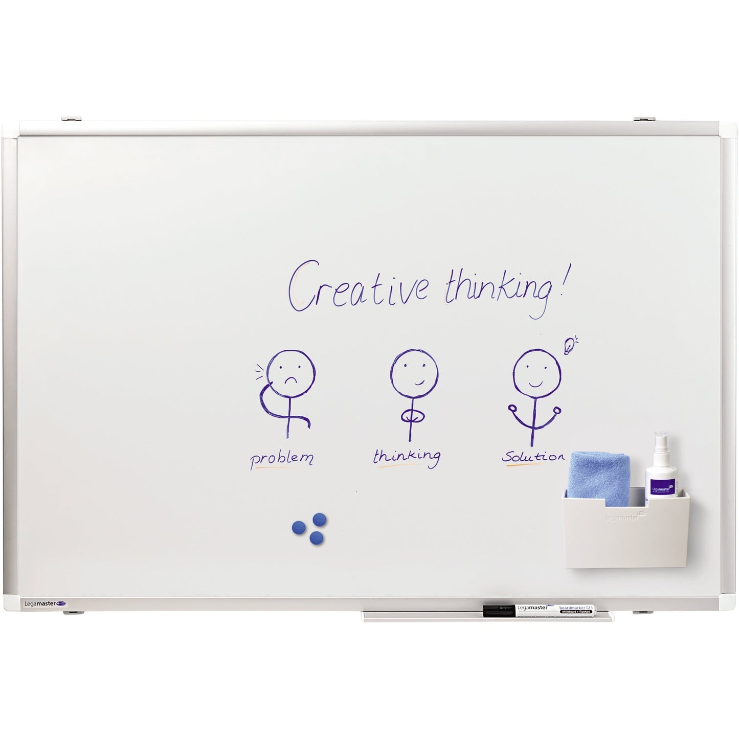 Legamaster Whiteboard PREMIUM PLUS Maße der Oberfläche: 90 x 60 cm (B x H) Tafel magnethaftend nicht beidseitig beschreibbar inkl. einem schwarzen Boardmarker TZ 1 Stahl emailliert weiß