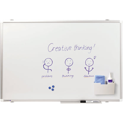Legamaster Whiteboard PREMIUM PLUS Maße der Oberfläche: 90 x 60 cm (B x H) Tafel magnethaftend nicht beidseitig beschreibbar inkl. einem schwarzen Boardmarker TZ 1 Stahl emailliert weiß