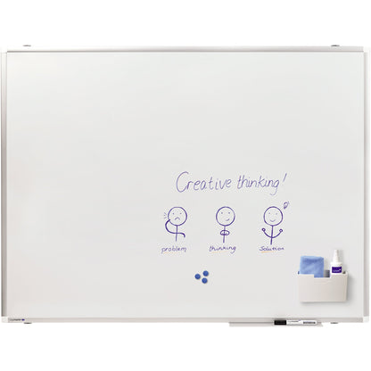 Legamaster Whiteboard PREMIUM PLUS Maße der Oberfläche: 120 x 90 cm (B x H) Tafel magnethaftend nicht beidseitig beschreibbar inkl. einem schwarzen Boardmarker TZ 1 Stahl emailliert weiß
