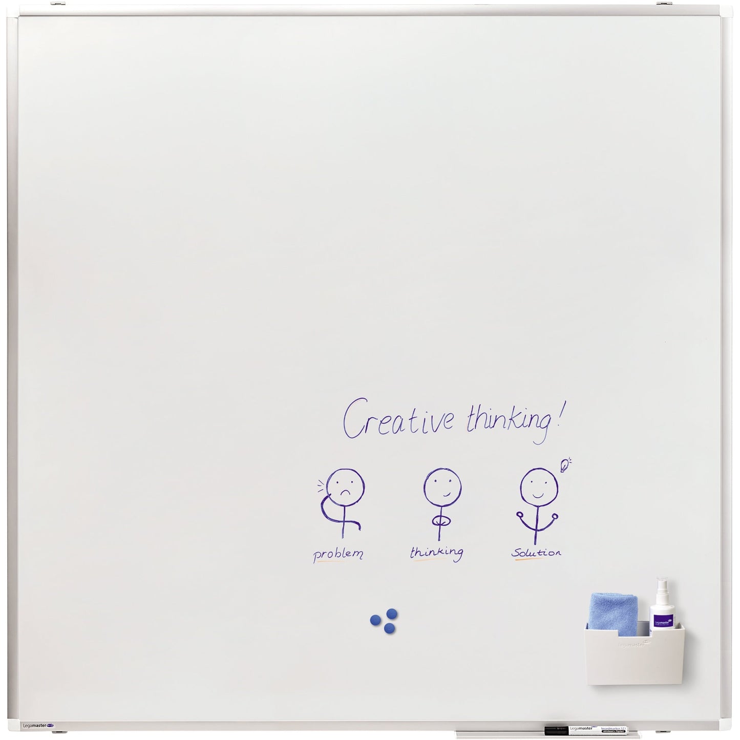 Legamaster Whiteboard PREMIUM PLUS Maße der Oberfläche: 120 x 120 cm (B x H) Tafel magnethaftend nicht beidseitig beschreibbar inkl. einem schwarzen Boardmarker TZ 1 Stahl emailliert weiß