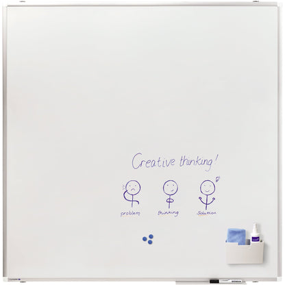 Legamaster Whiteboard PREMIUM PLUS Maße der Oberfläche: 120 x 120 cm (B x H) Tafel magnethaftend nicht beidseitig beschreibbar inkl. einem schwarzen Boardmarker TZ 1 Stahl emailliert weiß