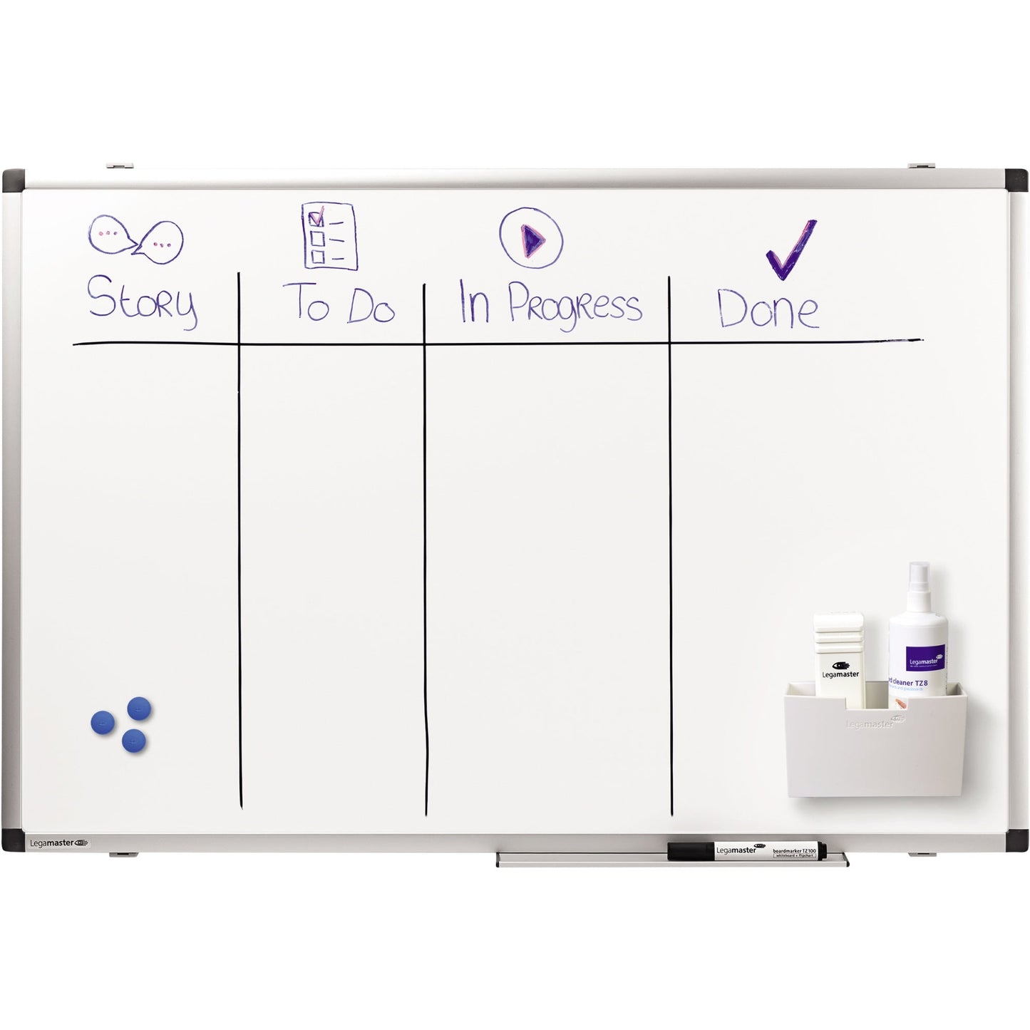 Legamaster Whiteboard PREMIUM Maße der Oberfläche: 90 x 60 cm (B x H) Tafel magnethaftend nicht beidseitig beschreibbar inkl. Boardmarker Stahl lackiert weiß