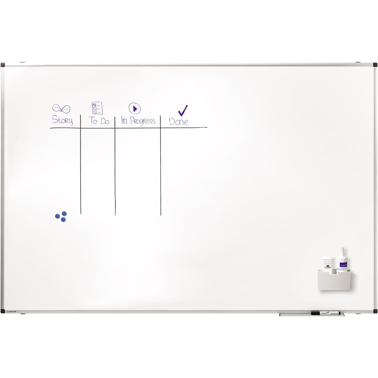 Legamaster Whiteboard PREMIUM Maße der Oberfläche: 180 x 90 cm (B x H) Tafel magnethaftend nicht beidseitig beschreibbar inkl. Boardmarker Stahl lackiert weiß