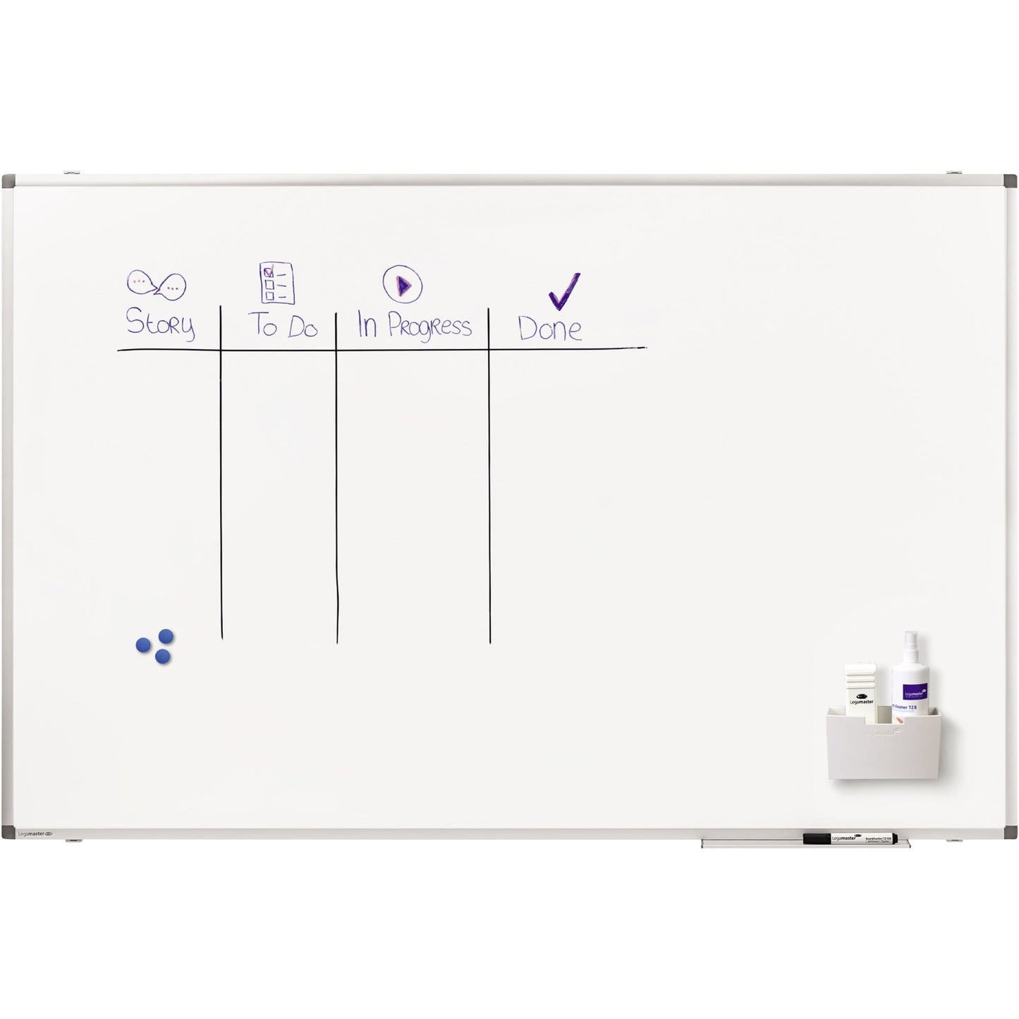 Legamaster Whiteboard PREMIUM Maße der Oberfläche: 150 x 100 cm (B x H) Tafel magnethaftend nicht beidseitig beschreibbar inkl. Boardmarker Stahl lackiert weiß