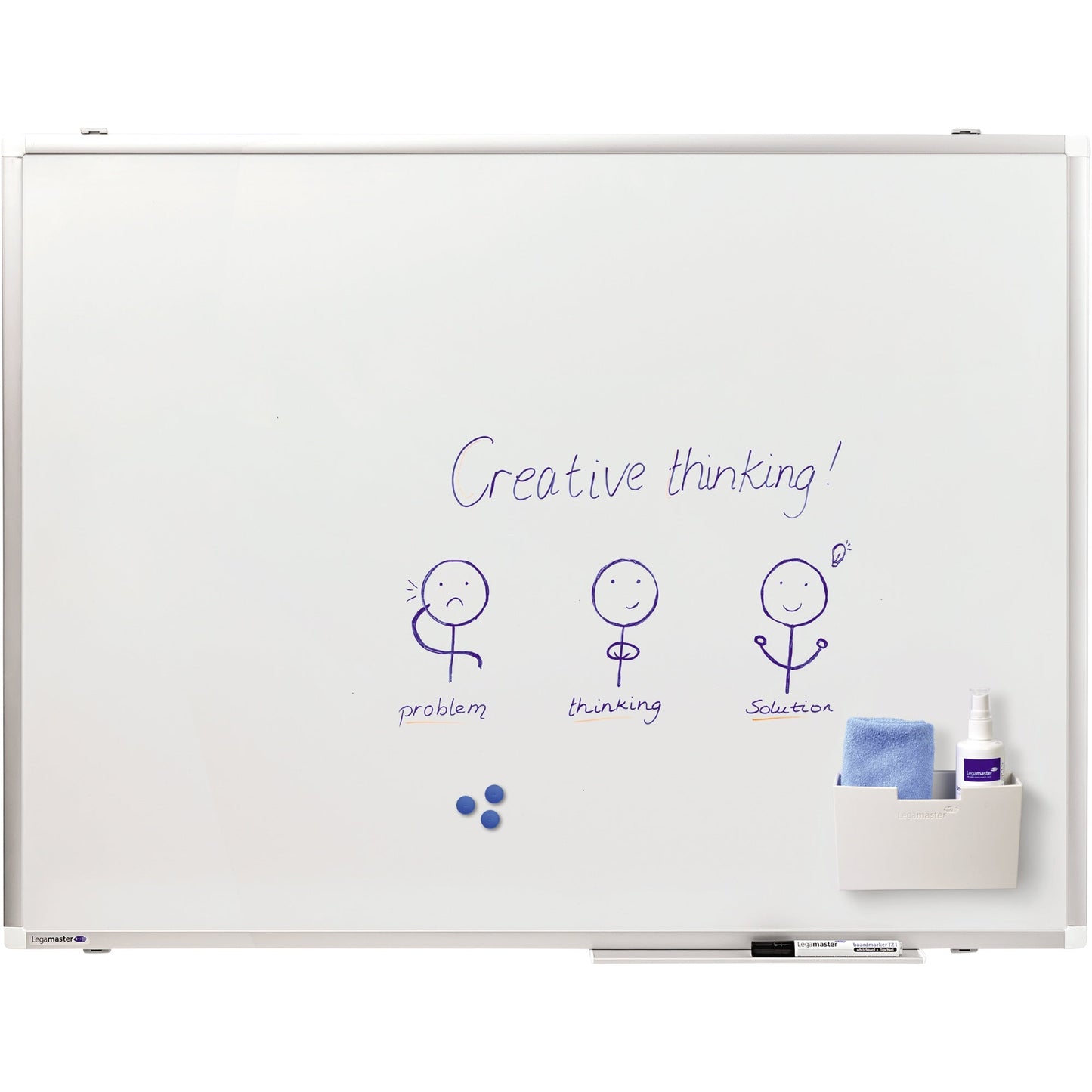 Legamaster Whiteboard PREMIUM PLUS Maße der Oberfläche: 100 x 75 cm (B x H) Tafel magnethaftend nicht beidseitig beschreibbar inkl. einem schwarzen Boardmarker TZ 1 Stahl emailliert weiß