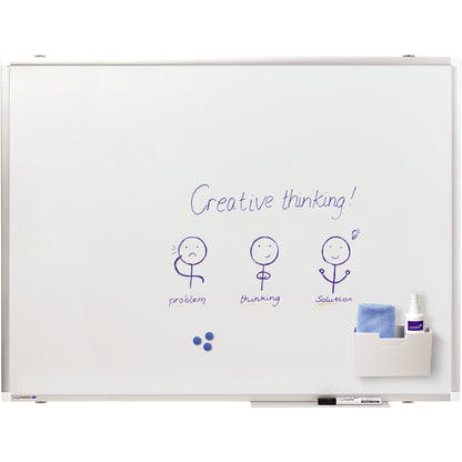 Legamaster Whiteboard PREMIUM PLUS Maße der Oberfläche: 100 x 75 cm (B x H) Tafel magnethaftend nicht beidseitig beschreibbar inkl. einem schwarzen Boardmarker TZ 1 Stahl emailliert weiß