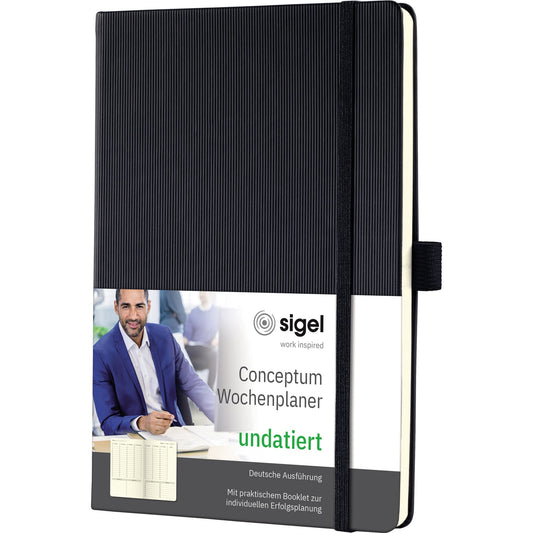 SIGEL Buchkalender Conceptum undatiert ca. DIN A5 1 Woche/2 Seiten Kunststoff schwarz