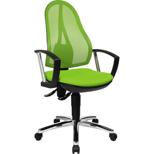 TOPSTAR Bürodrehstuhl Open Point® P Plus 43-51cm Permanentkontaktmechanik Rolle hart gebremst (für Teppichboden) Stahl, verchromt apfelgrün
