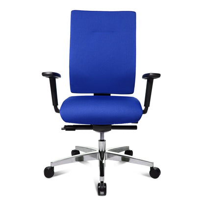 TOPSTAR Bürodrehstuhl Profi Star 15 42-51cm Punktsynchronmechanik Rolle hart gebremst (für Teppichboden) Aluminium, poliert blau