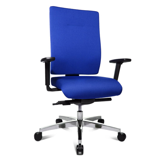 TOPSTAR Bürodrehstuhl Profi Star 15 42-51cm Punktsynchronmechanik Rolle hart gebremst (für Teppichboden) Aluminium, poliert blau