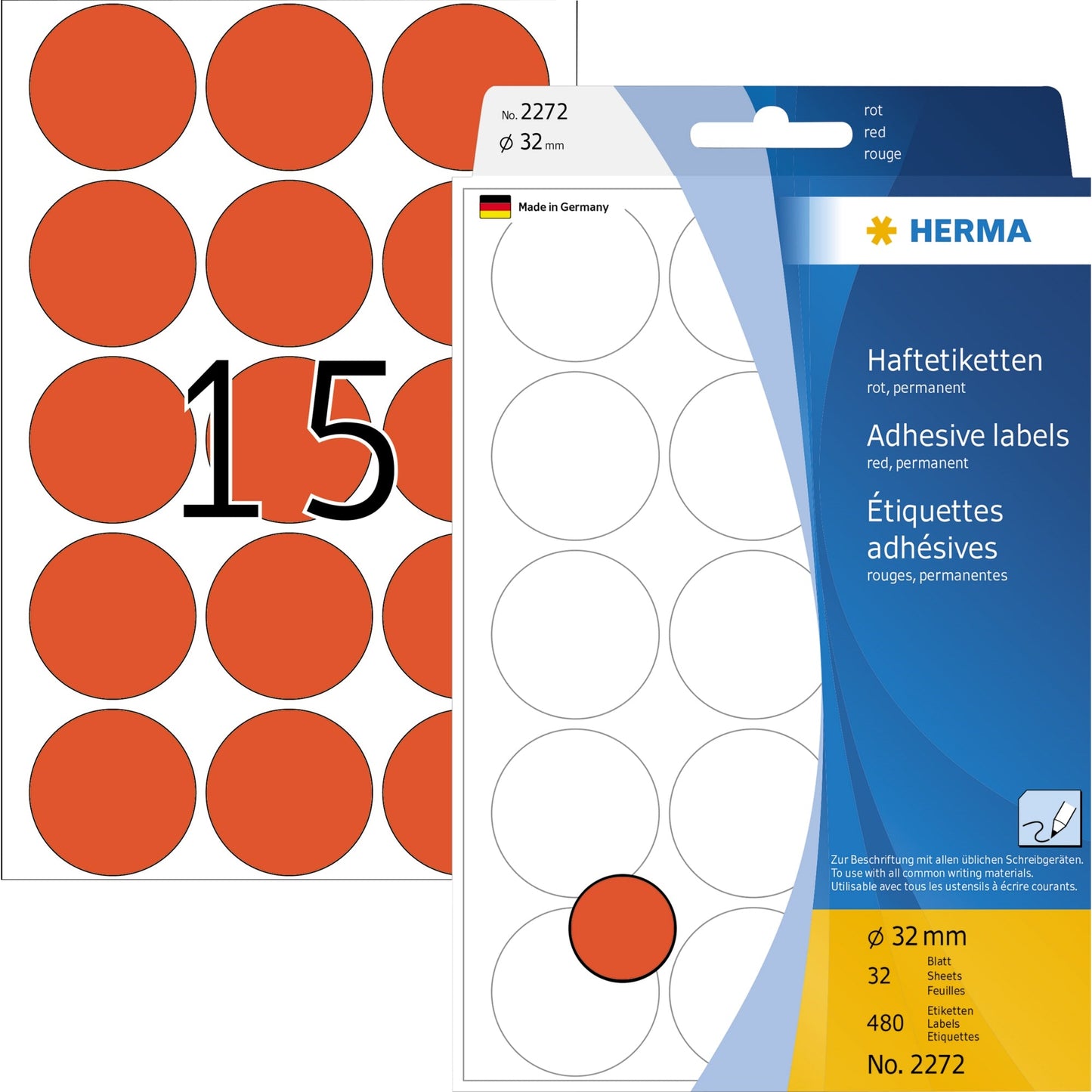 HERMA Markierungspunkt 32mm Papier rot 480 Etik./Pack.