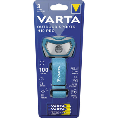 Varta Stirnlampe Outdoor Sports H10 Pro High: 100 Im, Low: 30lm High: 45 m, Low: 22m LED High: 12 h, Low: 35 AAA/Micro Kunststoff blau