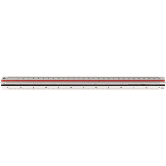 M+R Dreikantmaßstab 30cm Berufsschule: 1:20, 1:25, 1:33 1/3, 1:50, 1:75, 1:100 Kunststoff weiß
