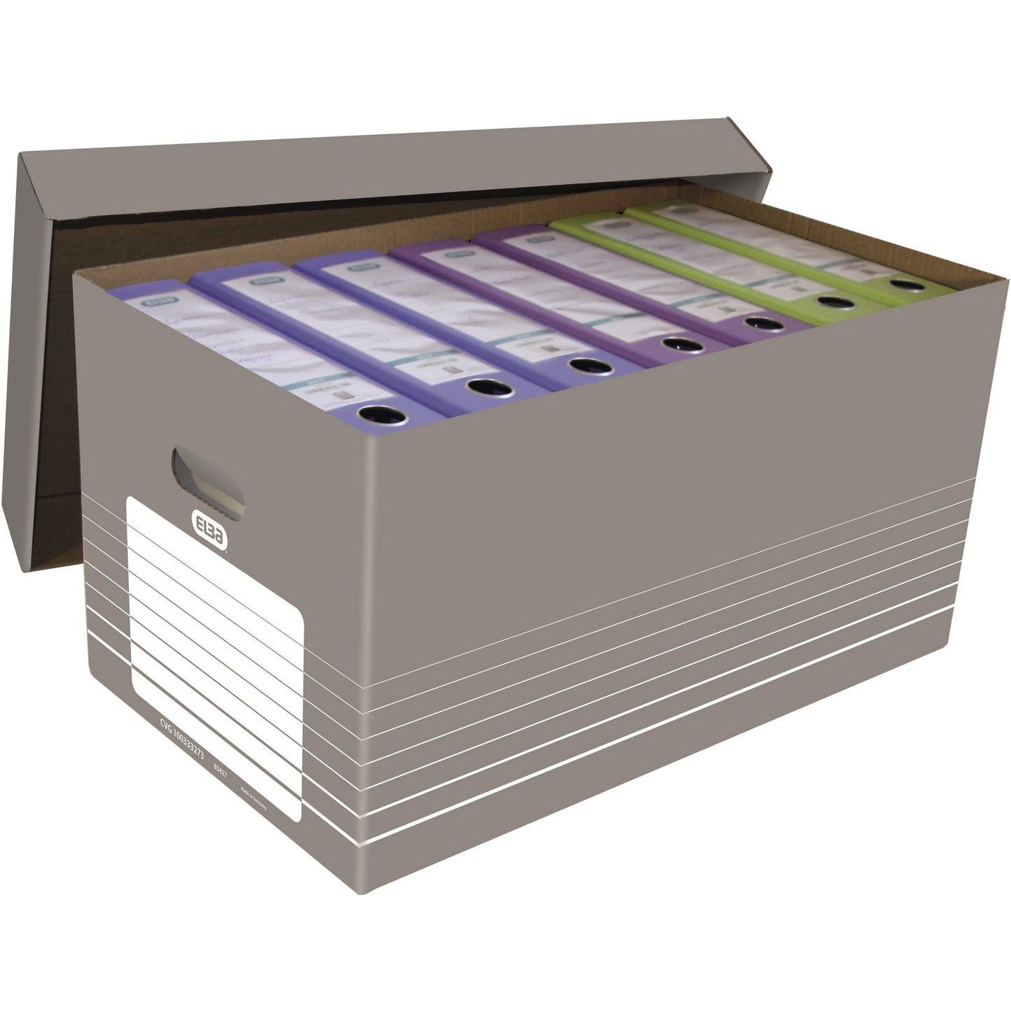 ELBA Archivschachtel tric 37 x 32,2 x 62,2 cm (B x H x T) DIN A4 mit Archivdruck Wellpappe grau/weiß
