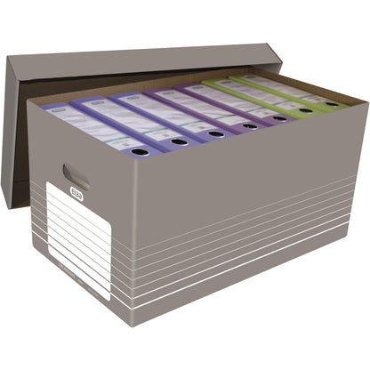 ELBA Archivschachtel tric 37 x 32,2 x 62,2 cm (B x H x T) DIN A4 mit Archivdruck Wellpappe grau/weiß