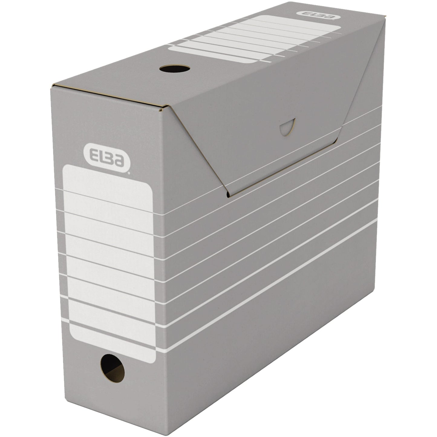 ELBA Archivschachtel tric 10 x 27 x 34 cm (B x H x T) DIN A4 mit Archivdruck Wellpappe grau/weiß