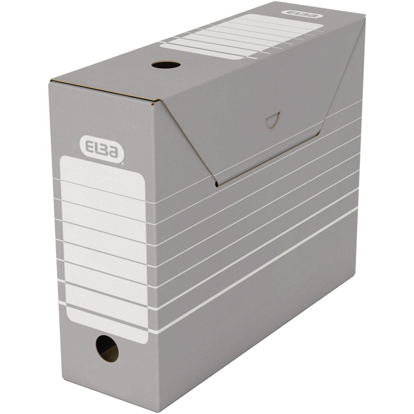 ELBA Archivschachtel tric 9,5 x 26,5 x 34 cm (B x H x T) DIN A4 mit Archivdruck Wellpappe grau/weiß