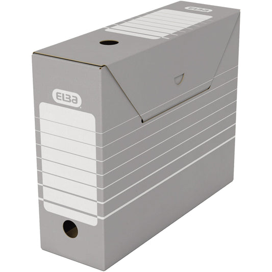 ELBA Archivschachtel tric 9,5 x 26,5 x 34 cm (B x H x T) DIN A4 mit Archivdruck Wellpappe grau/weiß