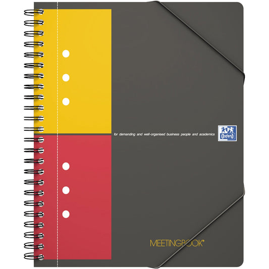 Oxford Collegeblock International Meetingbook DIN A5+ kariert Polypropylen grau/orange/rot 80 Bl.