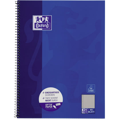 Oxford Collegeblock DIN A4+ kariert mit Rand 90g/m² blau 80 Bl.