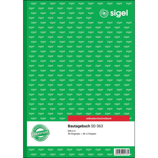 SIGEL Bautagebuch SD 063 DIN A4 3 x 40 Bl.