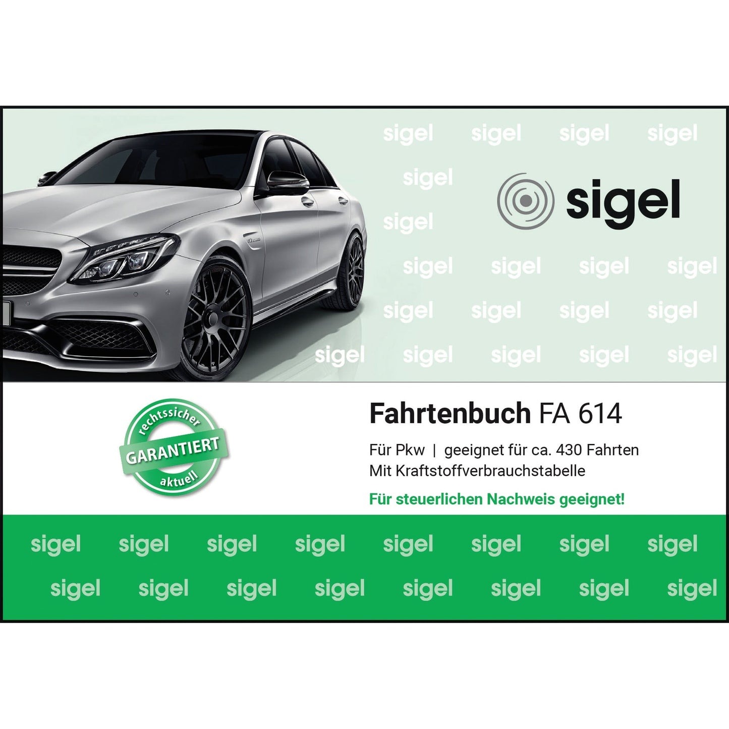 SIGEL Fahrtenbuch FA 614 DIN A6 quer PKW grün 40 Bl.