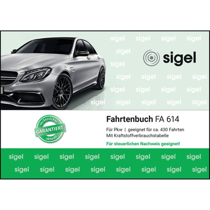 SIGEL Fahrtenbuch FA 614 DIN A6 quer PKW grün 40 Bl.