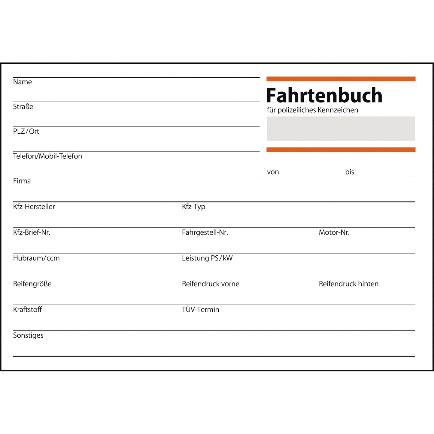 SIGEL Fahrtenbuch FA 614 DIN A6 quer PKW grün 40 Bl.