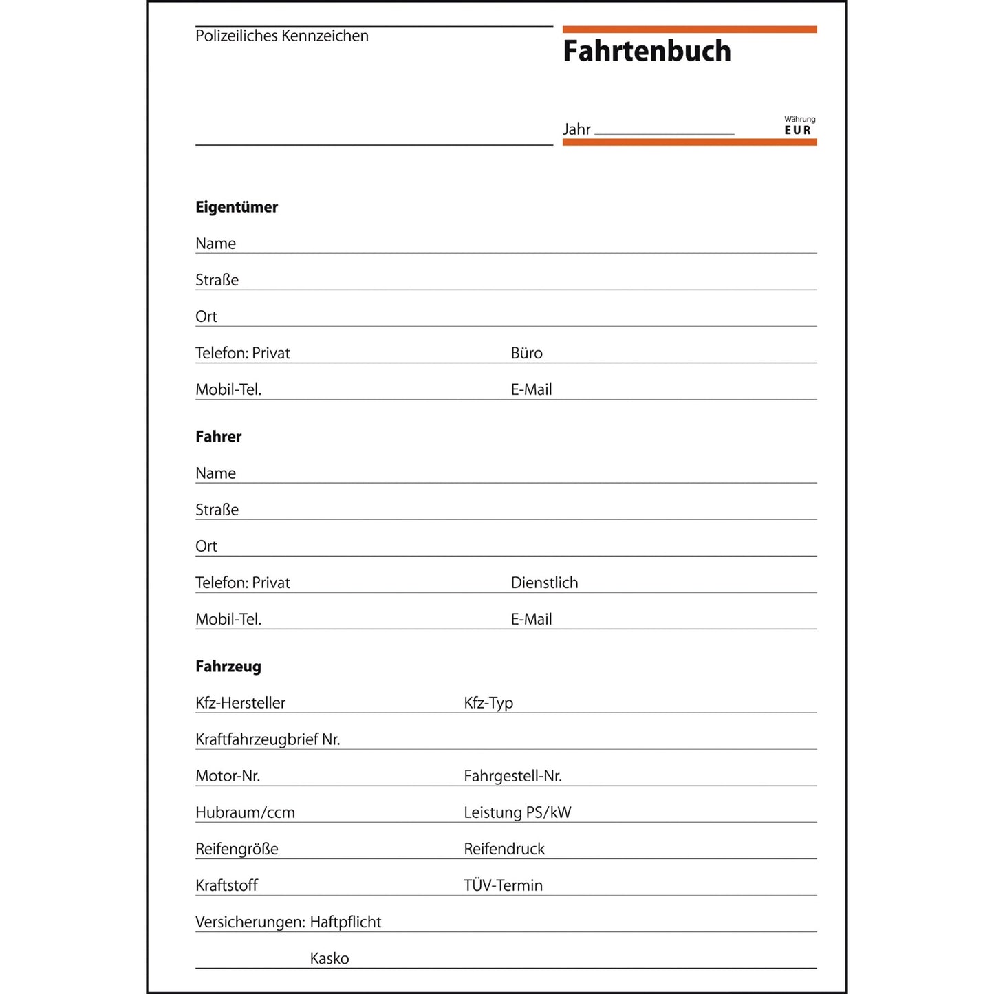 SIGEL Fahrtenbuch FA 513 DIN A5 PKW grün 32 Bl.