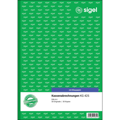 SIGEL Kassenabrechnung KG 425 DIN A4 nicht selbstdurchschreibend 1 Durchschlag 2 x 50 Bl.