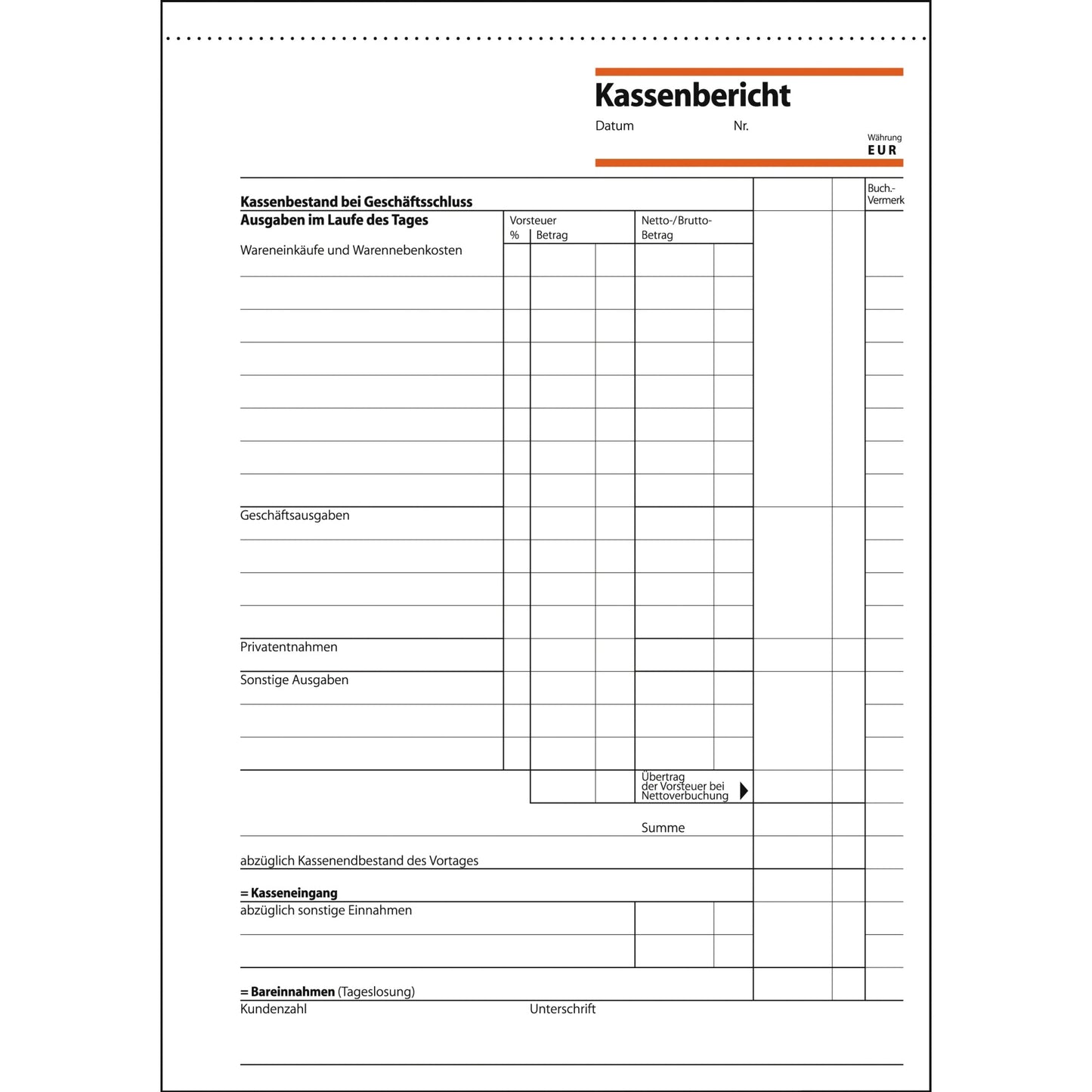 SIGEL Kassenbericht KA 515 DIN A5 50 Bl.