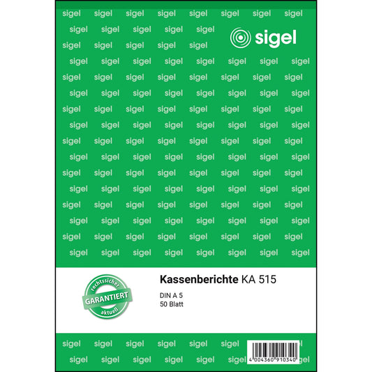 SIGEL Kassenbericht KA 515 DIN A5 50 Bl.