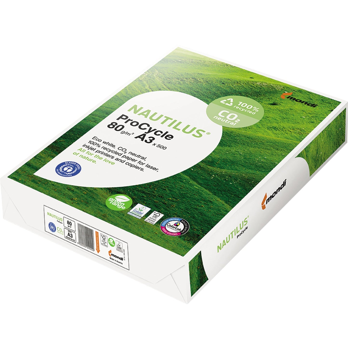 Nautilus® Kopierpapier ProCycle DIN A4 80g/m² 100 % recycelt weiß 500 Bl./Pack.
