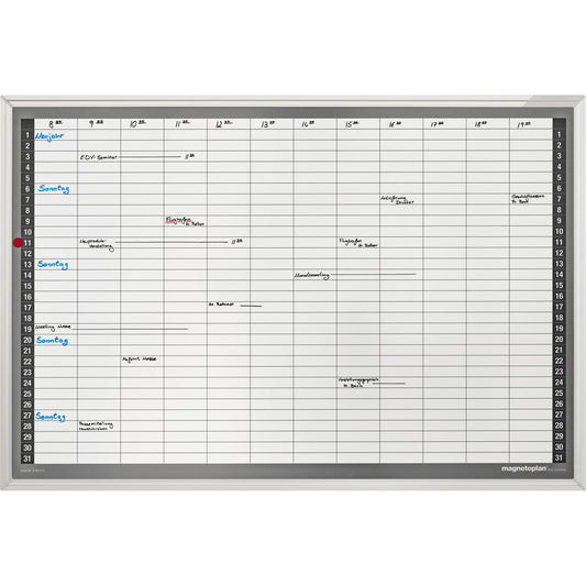 magnetoplan® Monatsplaner CC 92 x 62,5 cm (B x H) 7-Tage-Woche inkl. 1 Boardmarker, 1 OHP-Marker, 1 Datumsmagnet Aluminium weiß