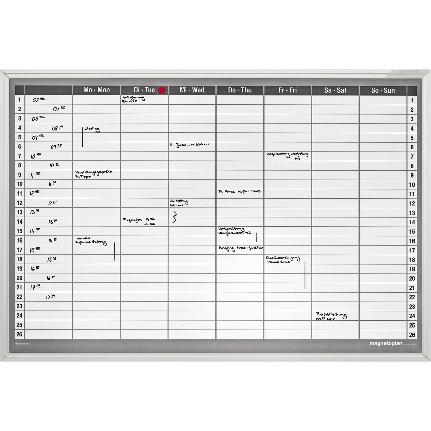 magnetoplan® Wochenplaner CC 92 x 62,5 cm (B x H) inkl. Boardmarker, OHP Marker, Datumsmagnet Aluminium weiß