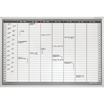 magnetoplan® Wochenplaner CC 92 x 62,5 cm (B x H) inkl. Boardmarker, OHP Marker, Datumsmagnet Aluminium weiß