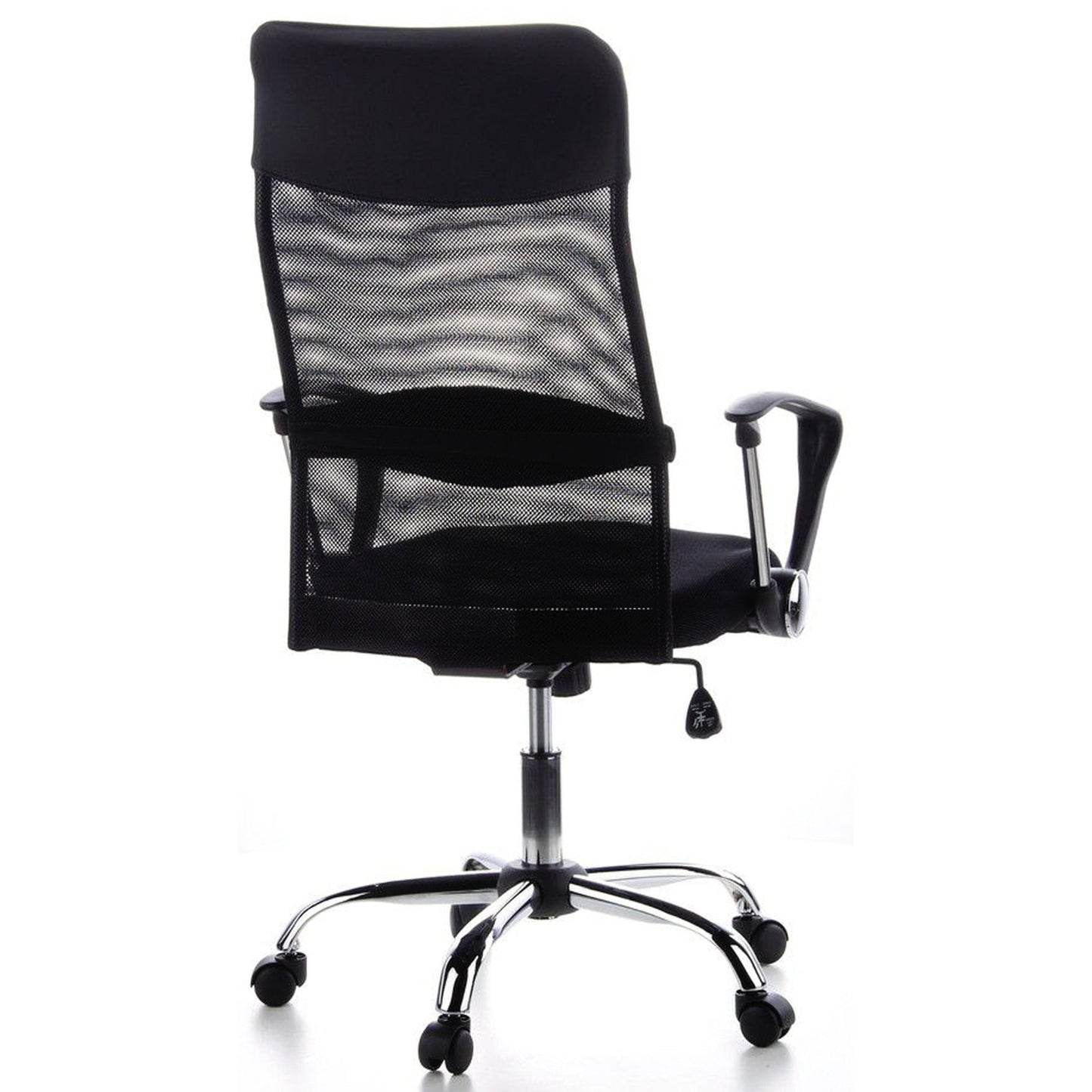 HJH OFFICE Bürodrehstuhl ARIA HIGH 48-56cm Wippmechanik Rolle hart gebremst (für Teppichboden) Chrom schwarz