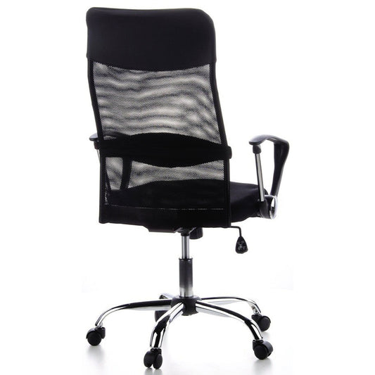 HJH OFFICE Bürodrehstuhl ARIA HIGH 48-56cm Wippmechanik Rolle hart gebremst (für Teppichboden) Chrom schwarz