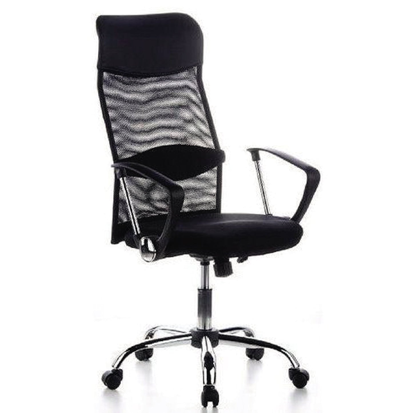 HJH OFFICE Bürodrehstuhl ARIA HIGH 48-56cm Wippmechanik Rolle hart gebremst (für Teppichboden) Chrom schwarz